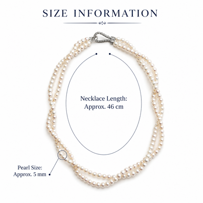 Double Strand Twisted Freshwater Pearl Necklace, Natural 5mm Pearl Layered Necklace, Elegant Gift for Women