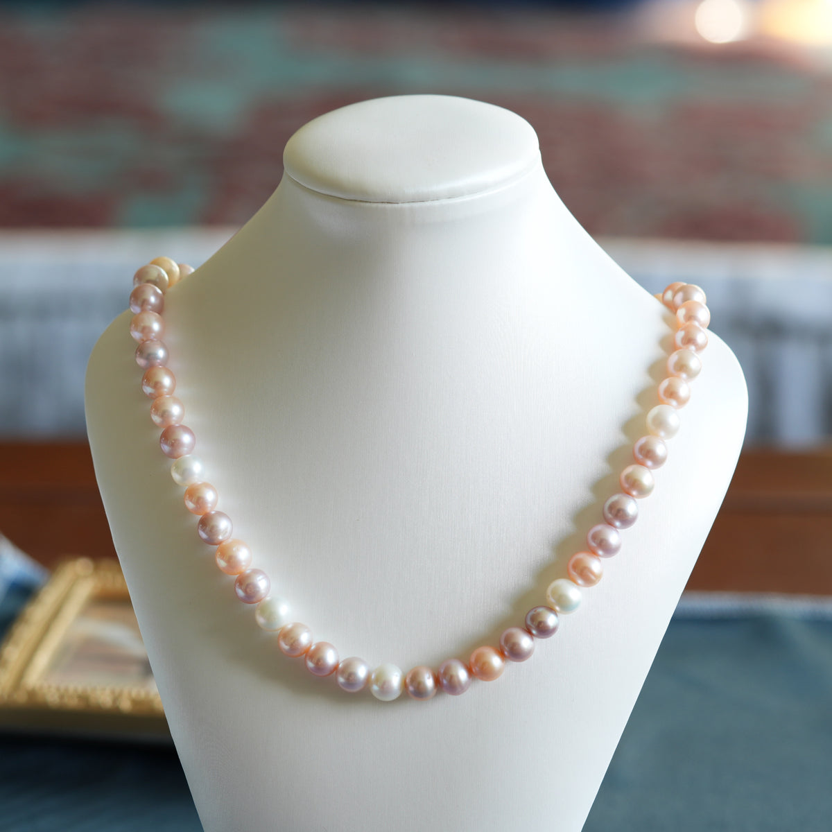 Pastel Multicolor Cultured Freshwater Pearl Necklace, Approx. 9mm Pearls, 47cm Classic Jewelry Gift for Women