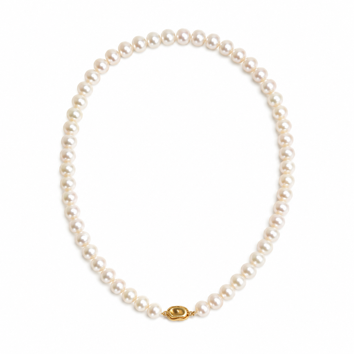 Natural Freshwater Pearl Necklace 7-8mm, Classic Warm White Pearl Choker Necklace with 316 Stainless Steel Clasp, Handmade Jewelry Gift for Women