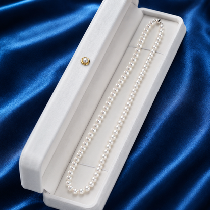 5-6mm Natural Freshwater Pearl Necklace, Dainty Pearl Choker Necklace, 44.5cm Classic Everyday Jewelry with Stainless Steel Clasp