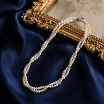 Double Strand Twisted Freshwater Pearl Necklace, Natural 5mm Pearl Layered Necklace, Elegant Gift for Women