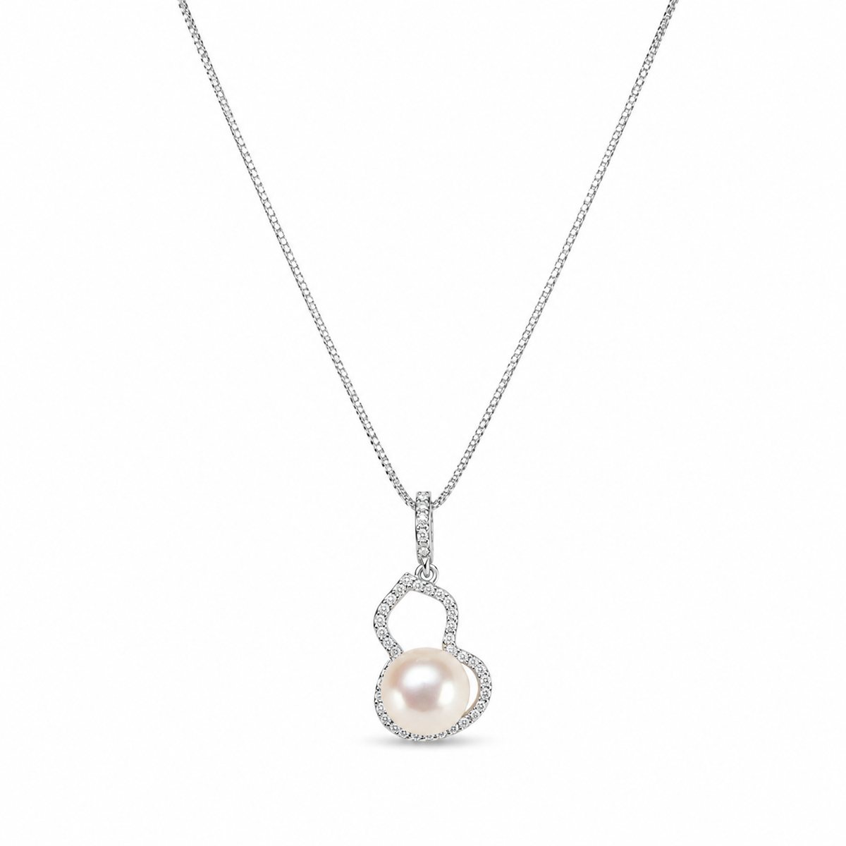 Warm Ivory Freshwater Pearl Gourd Pendant Necklace | 925 Sterling Silver