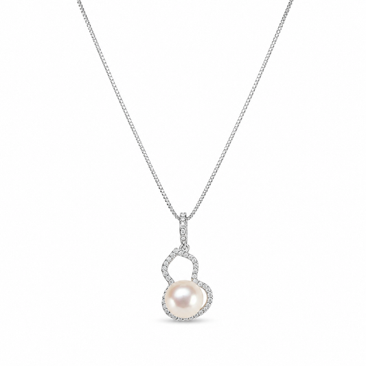 Warm Ivory Freshwater Pearl Gourd Pendant Necklace | 925 Sterling Silver