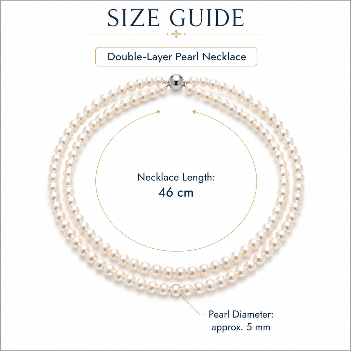 Classic Double-Strand Cultured Freshwater Pearl Necklace, 5mm Layered Pearl Jewelry, Elegant Gift for Women