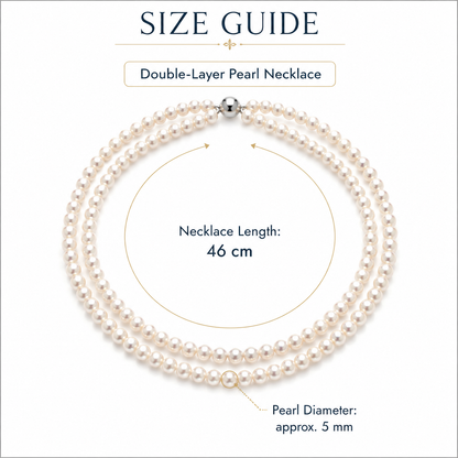 Classic Double-Strand Cultured Freshwater Pearl Necklace, 5mm Layered Pearl Jewelry, Elegant Gift for Women