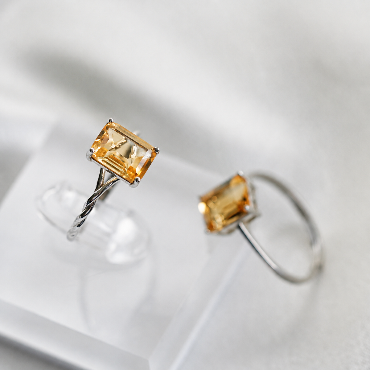 Brazilian Citrine Ring – 2.3 ct Emerald Cut Adjustable 925 Sterling Silver Ring