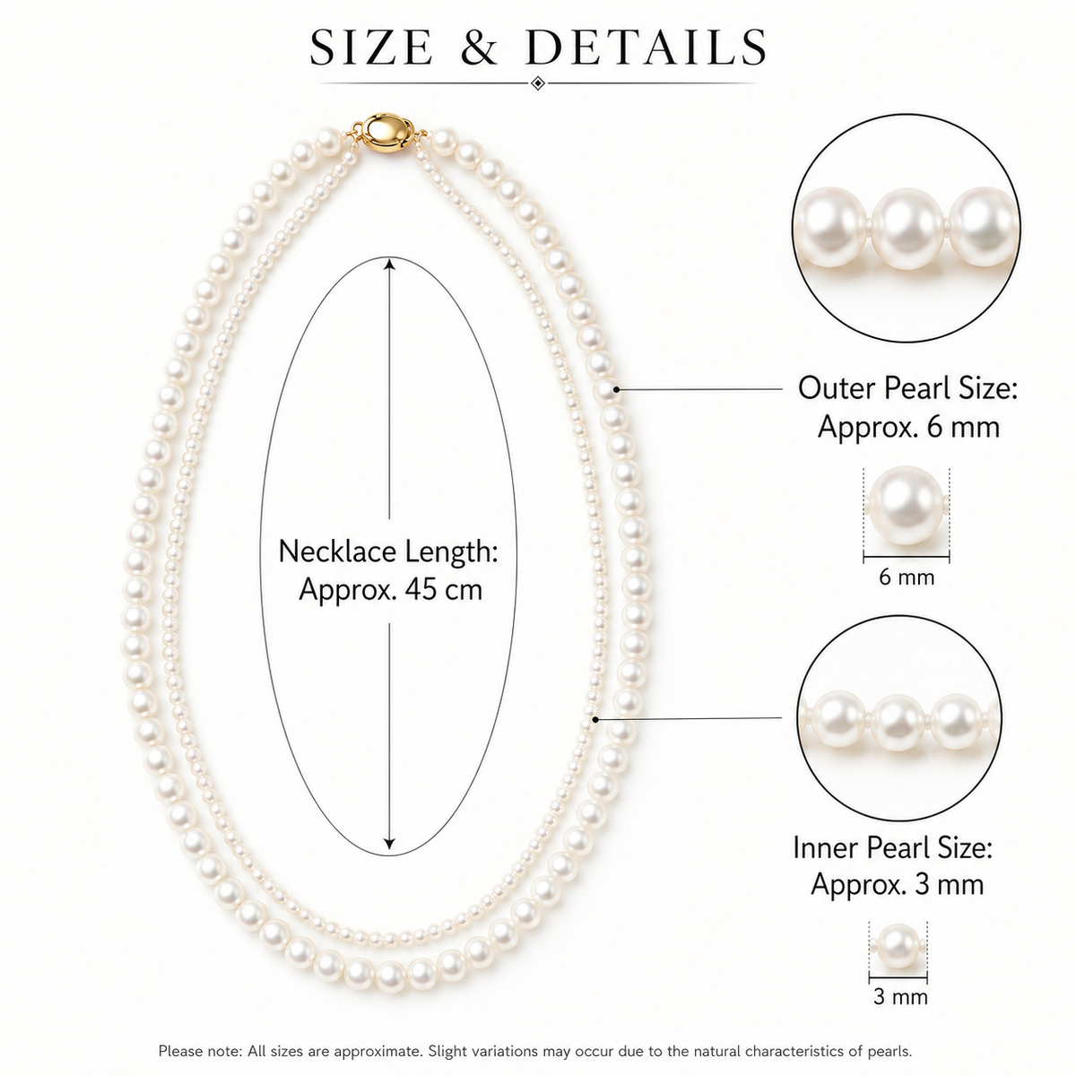 Layered Freshwater Pearl Necklace | 6mm Outer Pearls & 3mm Inner Pearls