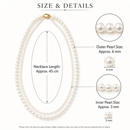 Layered Freshwater Pearl Necklace | 6mm Outer Pearls & 3mm Inner Pearls