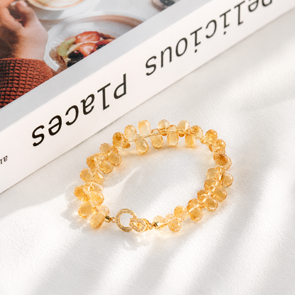 Brazilian Citrine Briolette Bracelet – Handmade Faceted Teardrop Gemstone Bracelet