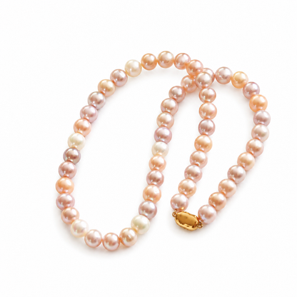 Pastel Multicolor Cultured Freshwater Pearl Necklace, Approx. 9mm Pearls, 47cm Classic Jewelry Gift for Women
