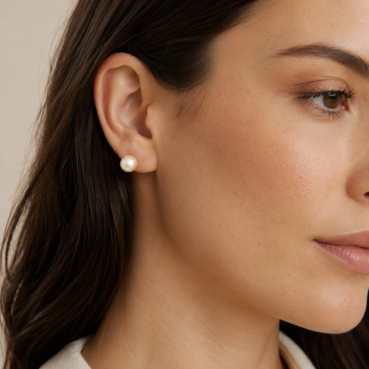 Classic Freshwater Pearl Stud Earrings, Approx. 8mm & 9-10mm, 925 Sterling Silver Post, Elegant Minimalist Jewelry Gift for Women