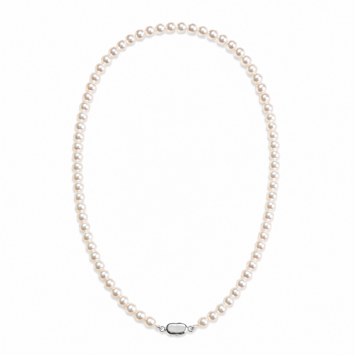 Natural Freshwater Pearl Necklace 5-6mm, Handmade Pearl Strand Necklace with 316 Stainless Steel Clasp, 45cm & 48.5cm Length Options
