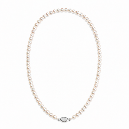 Natural Freshwater Pearl Necklace 5-6mm, Handmade Pearl Strand Necklace with 316 Stainless Steel Clasp, 45cm & 48.5cm Length Options