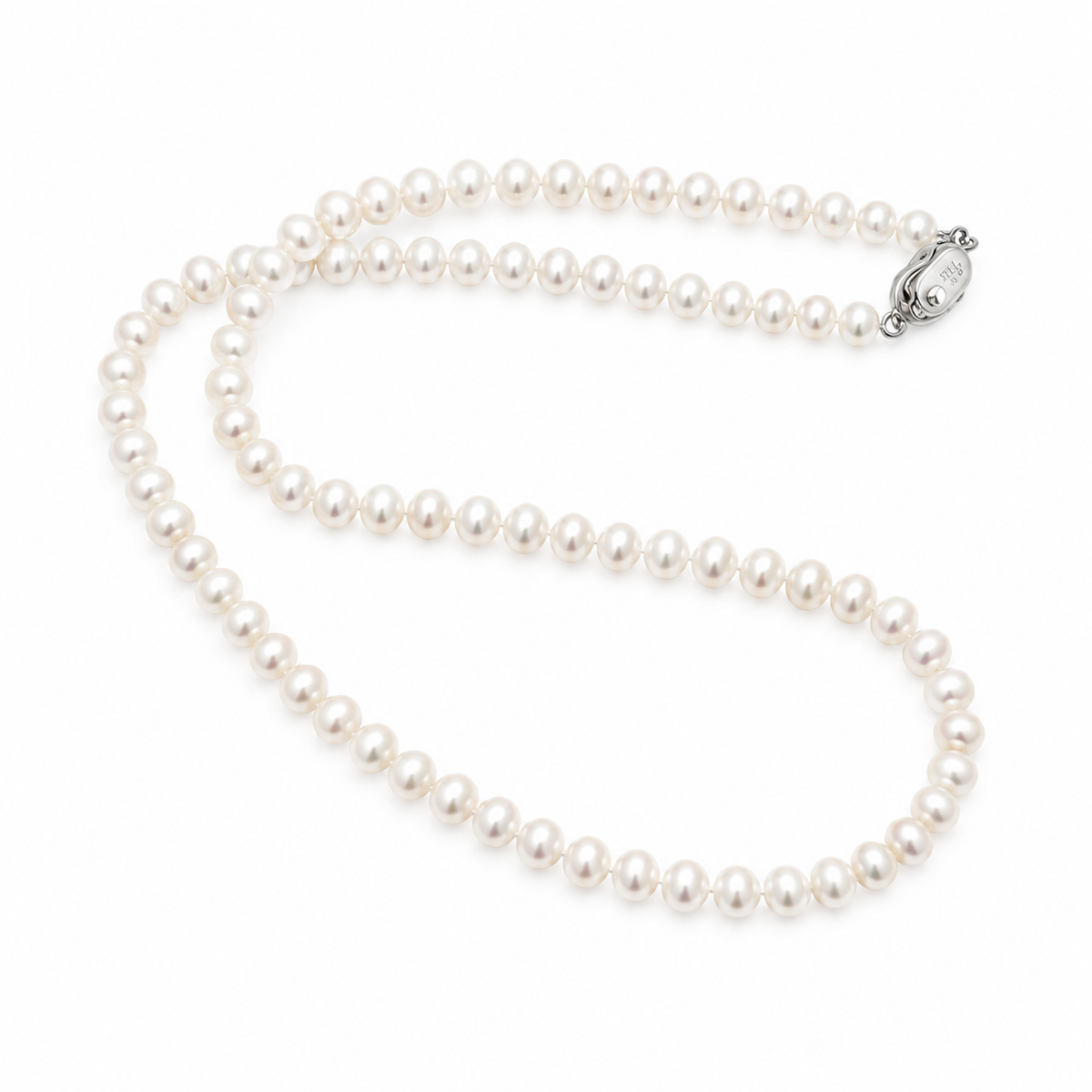 Natural Freshwater Pearl Necklace 5-6mm, Handmade Pearl Strand Necklace with 316 Stainless Steel Clasp, 45cm & 48.5cm Length Options