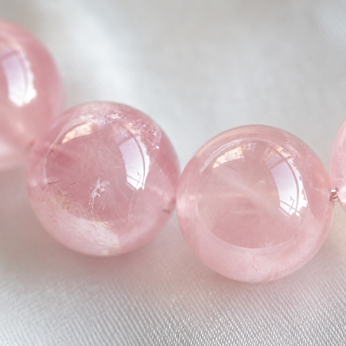 Natural Madagascar Rose Quartz Bracelet – 12mm Round Beads, Soft Pink Gemstone Bracelet