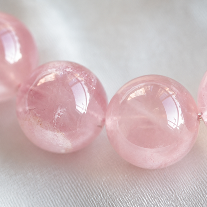 Natural Madagascar Rose Quartz Bracelet – 12mm Round Beads, Soft Pink Gemstone Bracelet