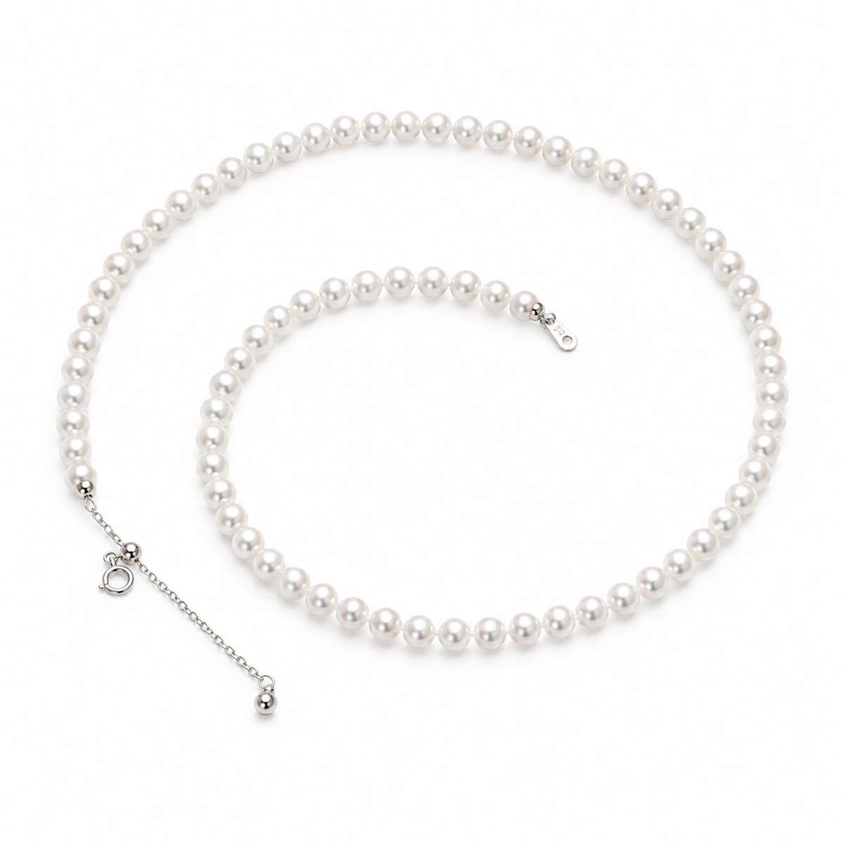 5-6mm Freshwater Pearl Necklace, Sterling Silver Clasp, Adjustable Length Pearl Choker Necklace, Elegant Everyday Jewelry