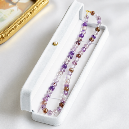 Natural Super Seven Crystal Necklace | Original Handmade Design, 9mm Beads & 925 Silver