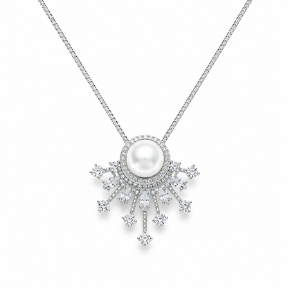 Radiant Sunburst Freshwater Pearl Necklace | 925 Sterling Silver