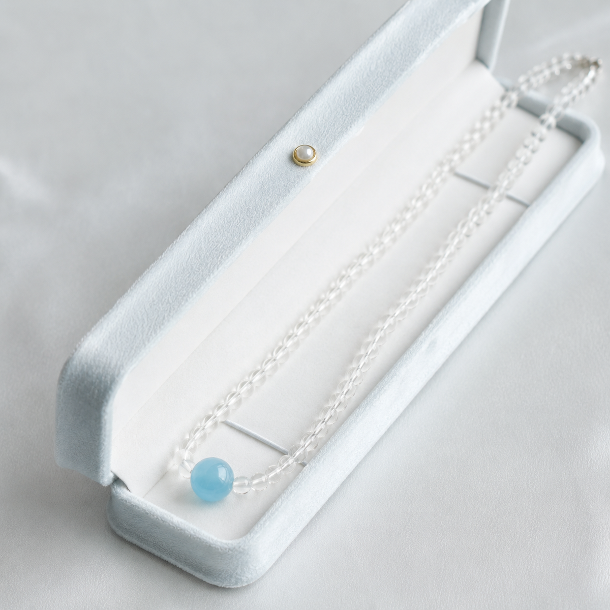 Handcrafted Aquamarine & Clear Quartz Necklace | Original Design with 925 Sterling Silver