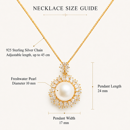 10mm Freshwater Pearl Pendant Necklace with 925 Sterling Silver Chain – Elegant Gift for Her