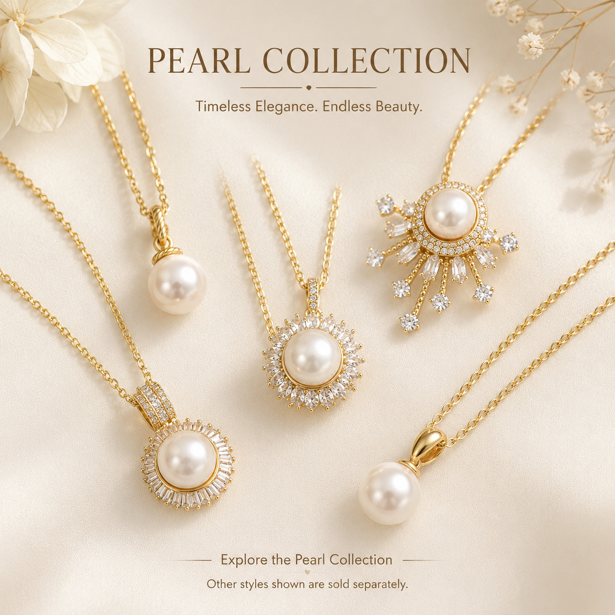 10mm Freshwater Pearl Pendant Necklace with 925 Sterling Silver Gold-Tone Adjustable Chain