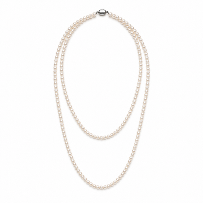 Long Freshwater Pearl Wrap Necklace – 47.6" / 121cm, 5–5.5mm Pearls, Convertible Double-Layer & Multi-Wrap Necklace