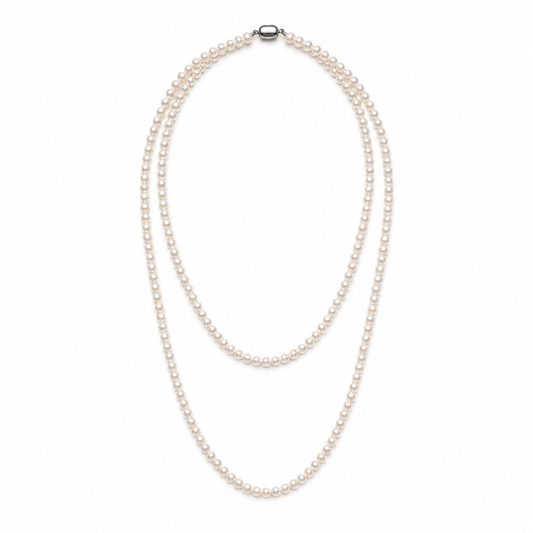 Long Freshwater Pearl Wrap Necklace – 47.6" / 121cm, 5–5.5mm Pearls, Convertible Double-Layer & Multi-Wrap Necklace