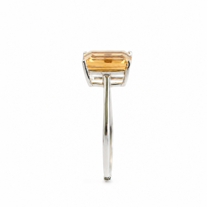 Brazilian Citrine Ring – 2.3 ct Emerald Cut Adjustable 925 Sterling Silver Ring