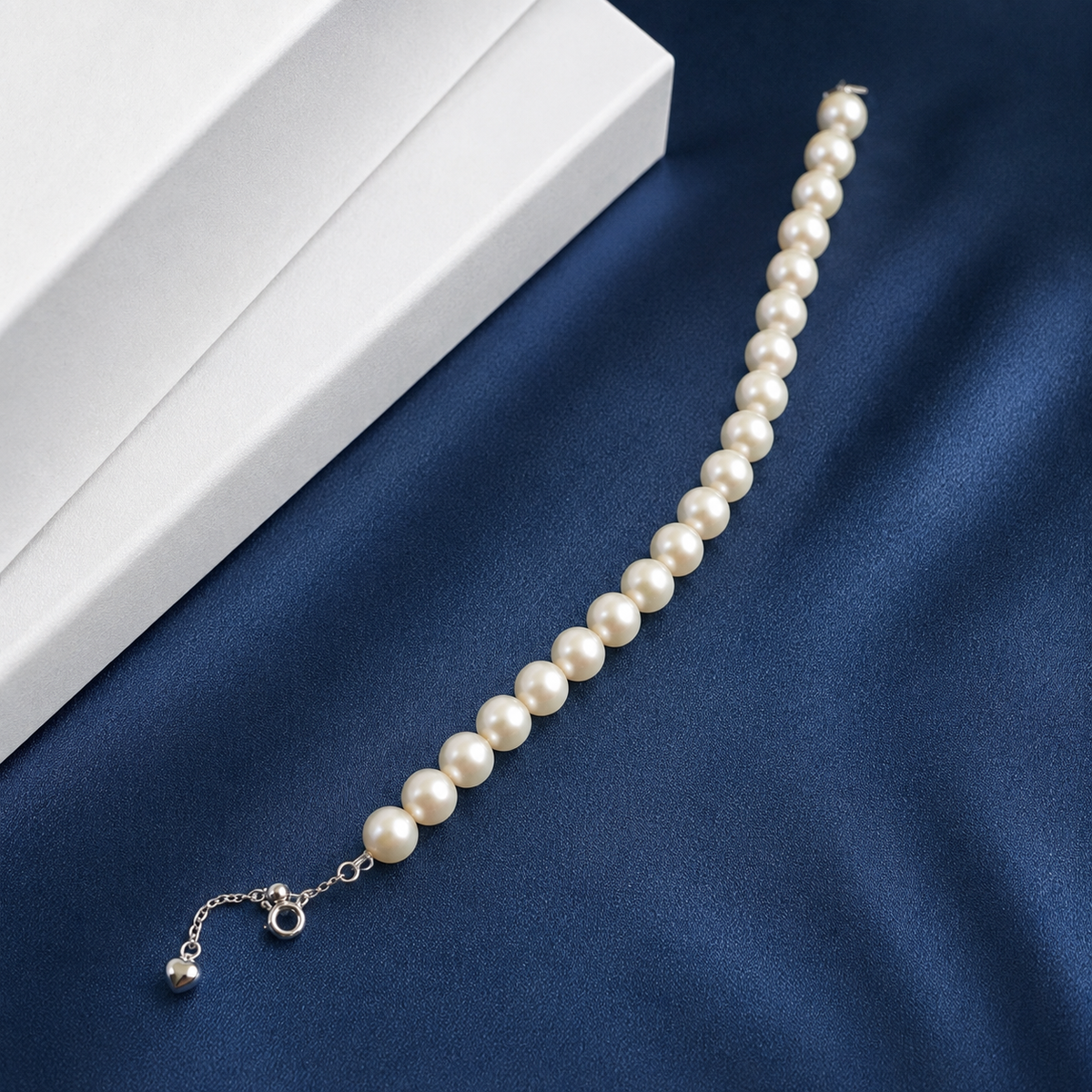 Classic 8mm Freshwater Pearl Bracelet – Adjustable 17–20cm, 925 Sterling Silver Clasp
