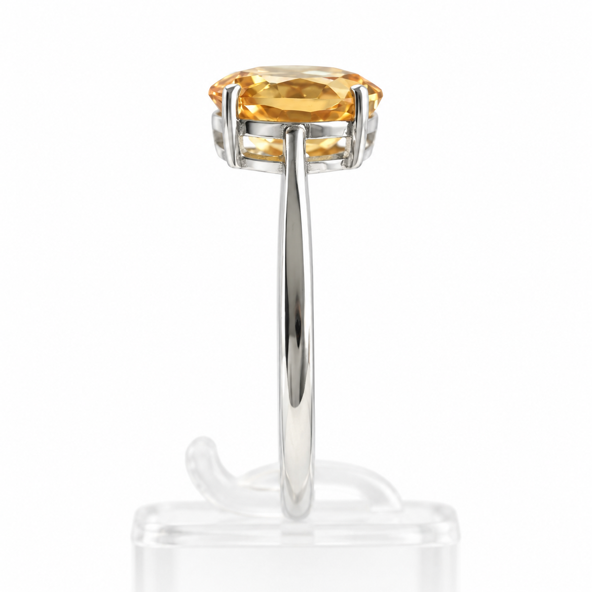 Handcrafted Natural Citrine Ring, 1.6 ct Oval Yellow Gemstone 925 Sterling Silver Adjustable Ring