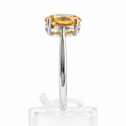 Handcrafted Natural Citrine Ring, 1.6 ct Oval Yellow Gemstone 925 Sterling Silver Adjustable Ring
