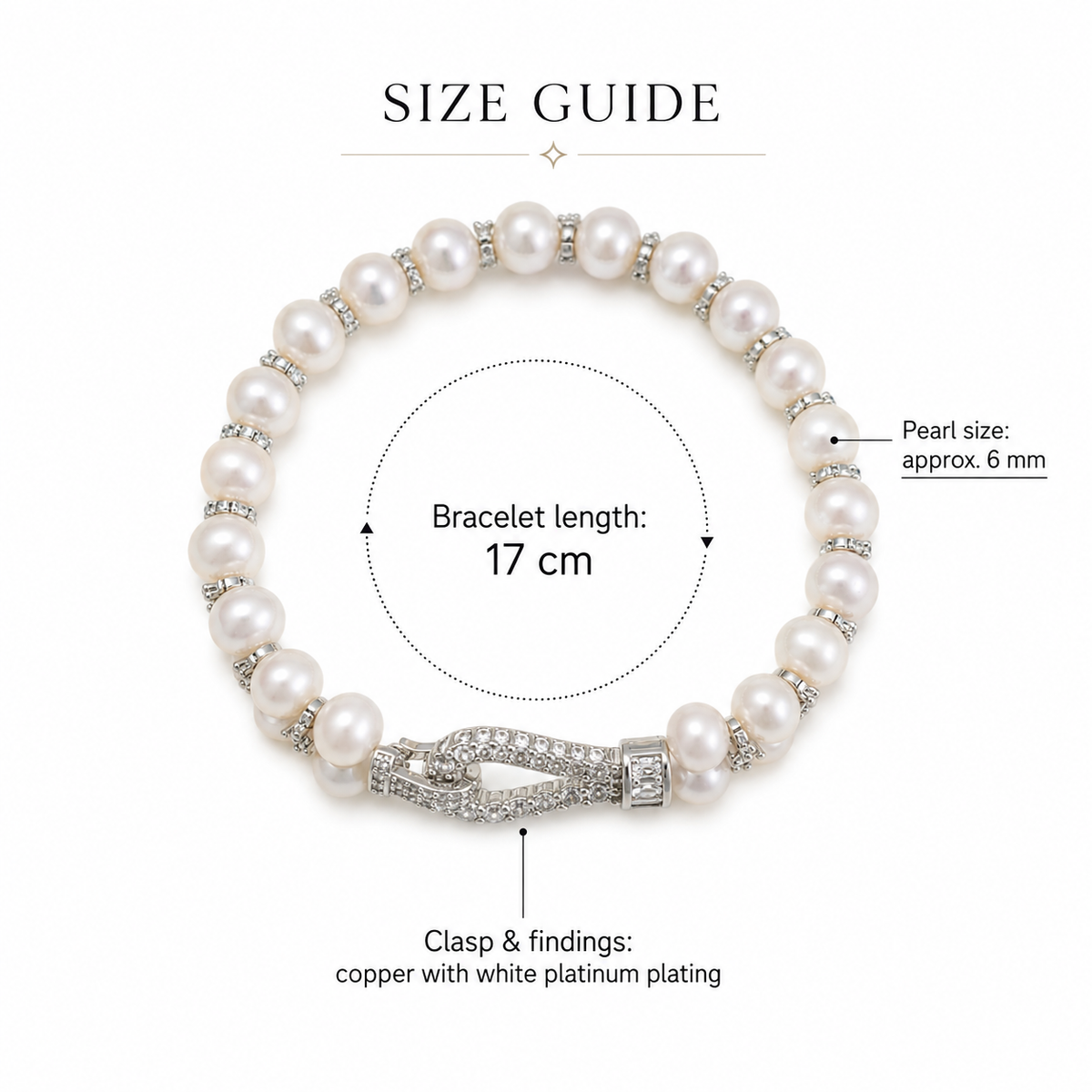 Handcrafted Double Row Freshwater Pearl Bracelet, 6mm Pearl Beaded Bracelet with CZ Crystal Clasp, Elegant Jewelry Gift for Women