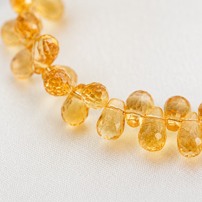 Brazilian Citrine Briolette Bracelet – Handmade Faceted Teardrop Gemstone Bracelet