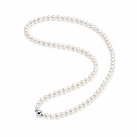 5-6mm Natural Freshwater Pearl Necklace, Dainty Pearl Choker Necklace, 44.5cm Classic Everyday Jewelry with Stainless Steel Clasp