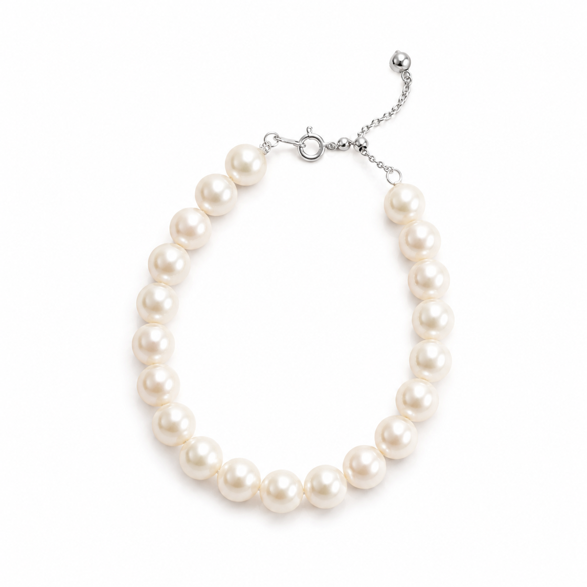Classic 8mm Freshwater Pearl Bracelet – Adjustable 17–20cm, 925 Sterling Silver Clasp