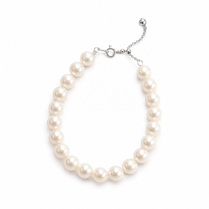 Classic 8mm Freshwater Pearl Bracelet – Adjustable 17–20cm, 925 Sterling Silver Clasp