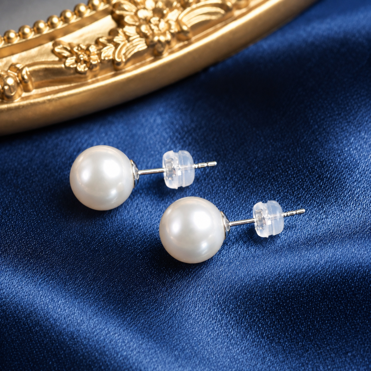 Classic Freshwater Pearl Stud Earrings, Approx. 8mm & 9-10mm, 925 Sterling Silver Post, Elegant Minimalist Jewelry Gift for Women