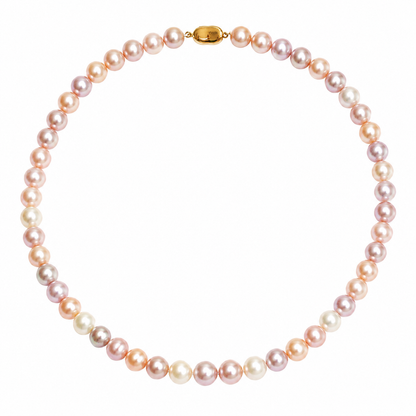 Pastel Multicolor Cultured Freshwater Pearl Necklace, Approx. 9mm Pearls, 47cm Classic Jewelry Gift for Women