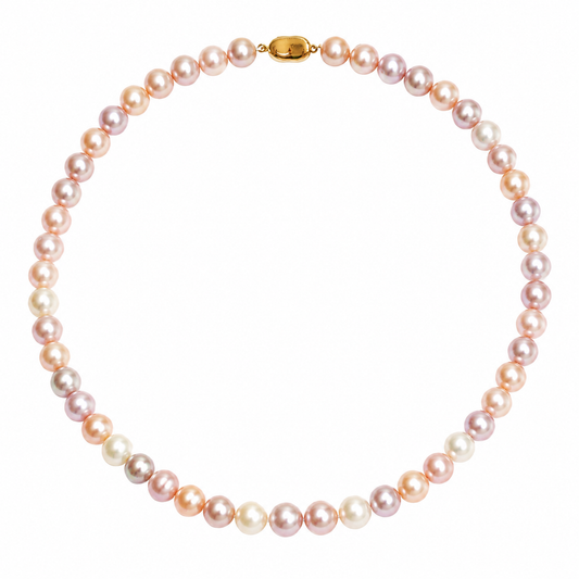 Pastel Multicolor Cultured Freshwater Pearl Necklace, Approx. 9mm Pearls, 47cm Classic Jewelry Gift for Women